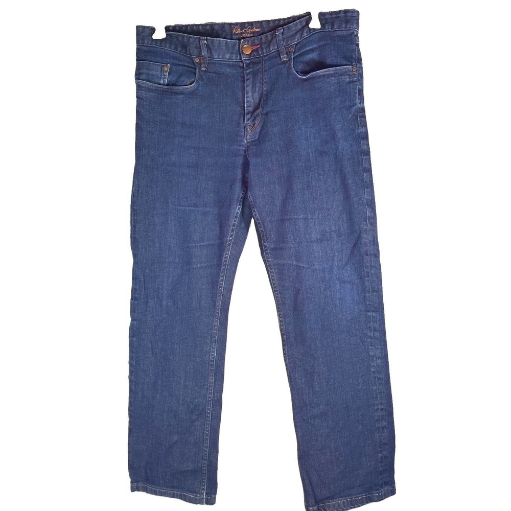 Robert Graham Mens Jeans 36x30 Straight Leg‎ Dark Wash Blue